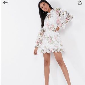 ASOS Missguided lace plunge midi floral dress